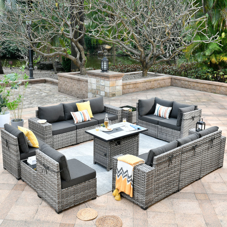 HOOOWOOO Howell 10-Piece Wicker Outdoor Patio Conversation